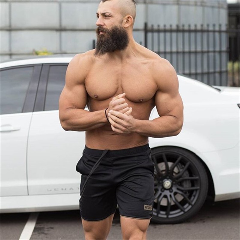 Summer mens gym fitness shorts Bodybuilding jogging workout male 2017 Brand short pants Knee Length Breathable Mesh Sweatpants