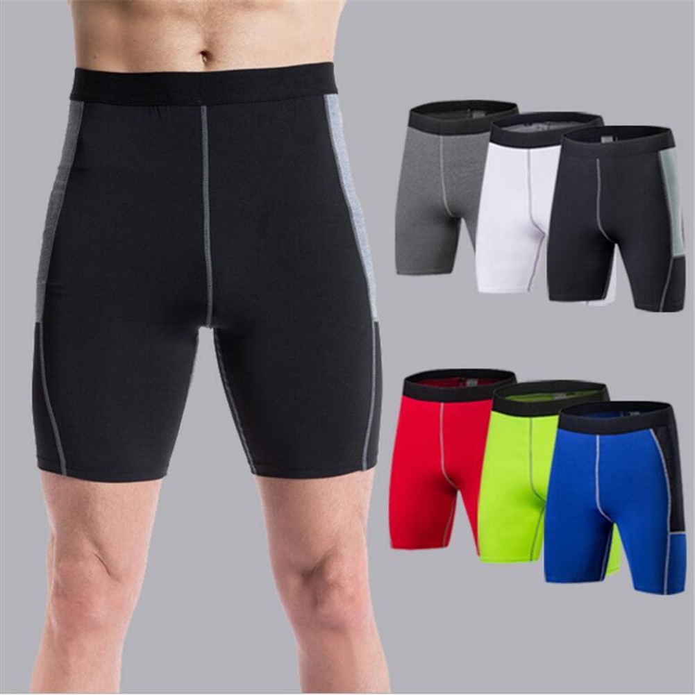 Summer Men Boys High Elasticity Sports Training Bodybuilding Running Stitching Tights Sweat Wicking Quick Dry Shorts 6ColorS~XXL