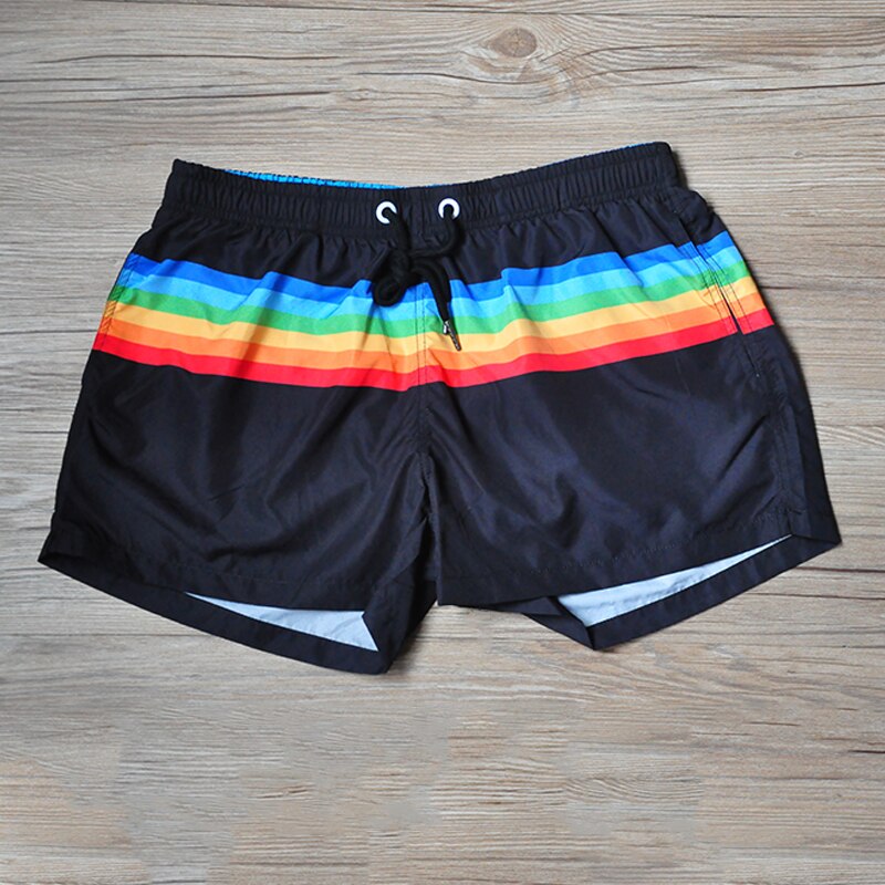 Men's sport running beach Short pants rainbow swimming trunk pants Quick-drying movement surfing shorts GYM Swimwear for Male