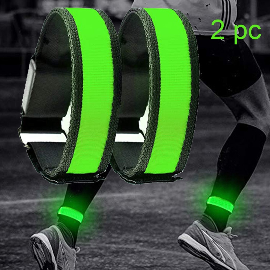 2pcs LED Flashing Wristbands Adjustable Running Light Sports Glowing Bracelets for Runners Joggers Cyclists Riding Safety Bike
