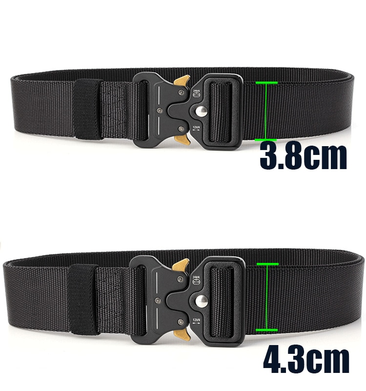 Tactical Belt Nylon Military Army Belt Metal Buckle Police Heavy Duty Training Outdoor Hunting Belt 125/135CM Wide 3.8/4.3cm