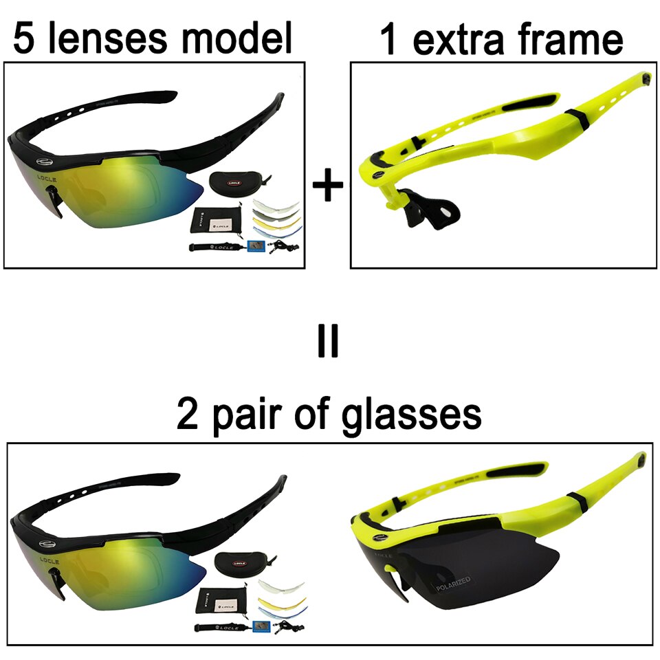 LOCLE Cycling Glasses UV400 Polarized Cycling Sunglasses Men Road MTB Bike Bicycle Glasses Fishing Riding Goggle Cycling Eyewear