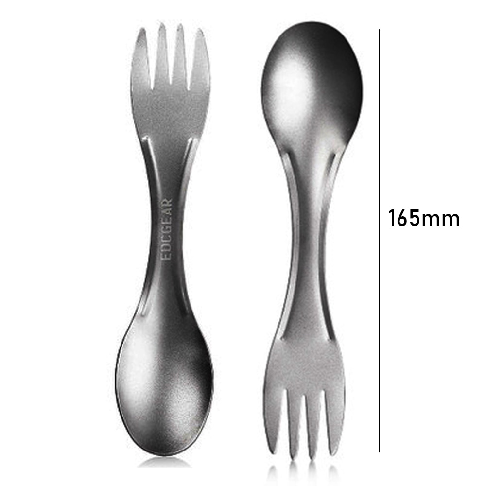 1Pc Portable Ultralight Titanium Tableware Long Handle Spoon Fork Outdoor Camping  EDC Environmental Outdoor Picnic Accessories