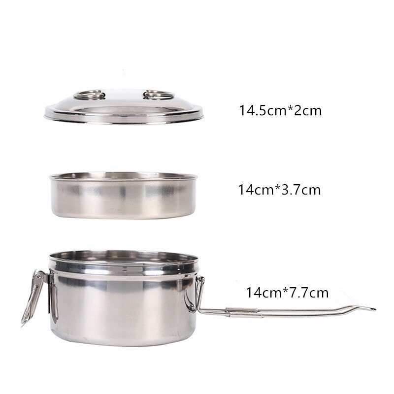 Stainless Steel Cookware Set Outdoor Camp Cooking Cook Set Folding Camping Pot Frying Pan Bento Pot For BBQ Picnic Backpacking