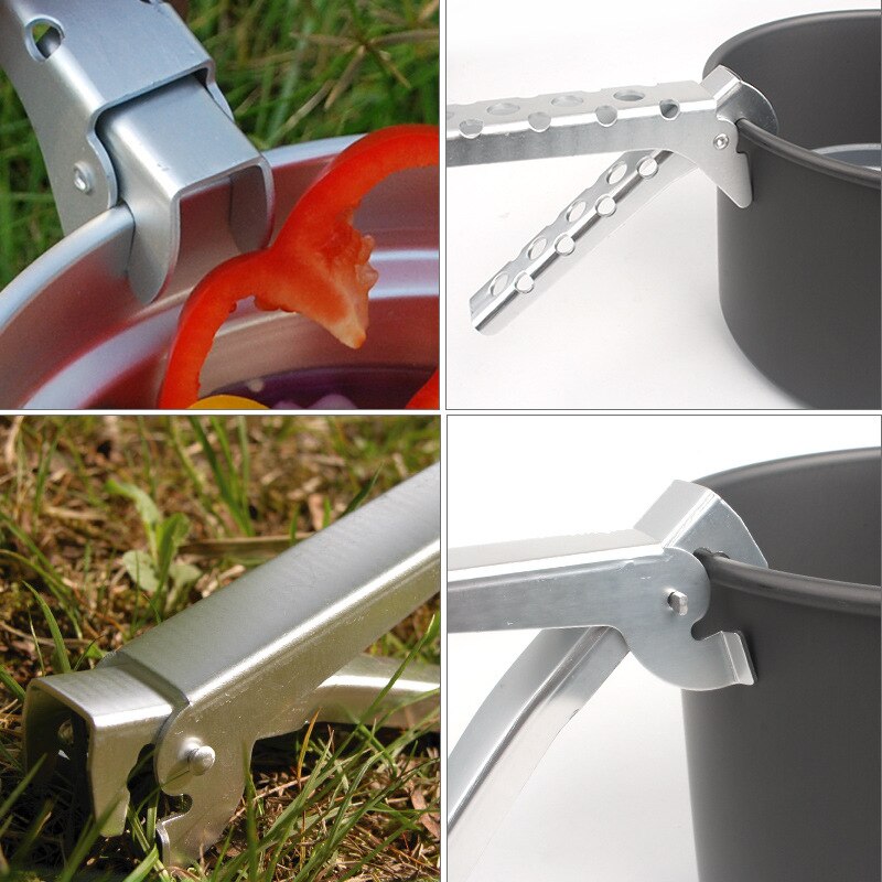 Portable tongs outdoor picnic barbecue aluminum frying pan hand  set of  anti-scalding non-porous pot holder