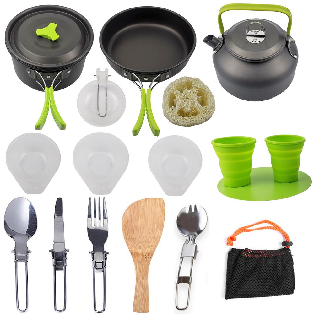 Camping Cookware Set Outdoor Aluminum Cooking Set Water Kettle Pan Pot Travelling Hiking Picnic BBQ Tableware Equipment Tourism