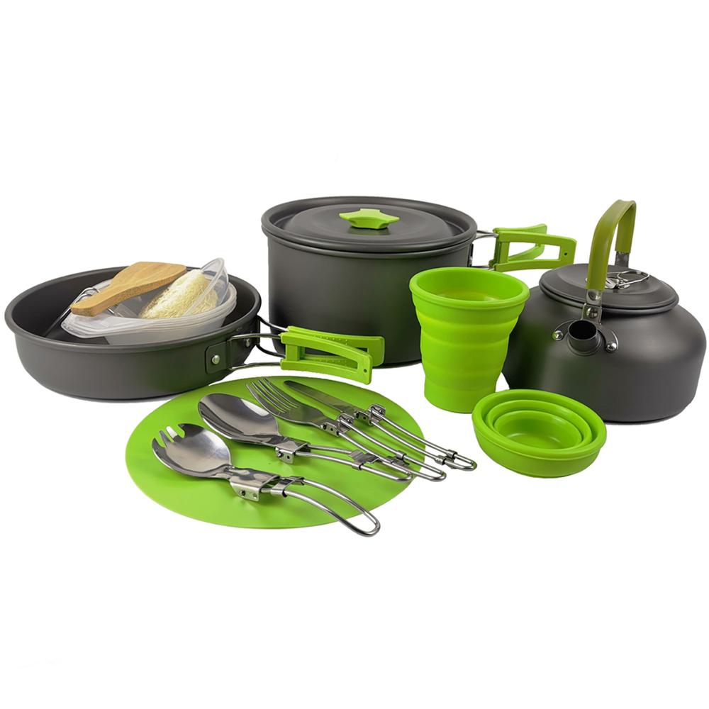 Camping Cookware Set Outdoor Aluminum Cooking Set Water Kettle Pan Pot Travelling Hiking Picnic BBQ Tableware Equipment Tourism