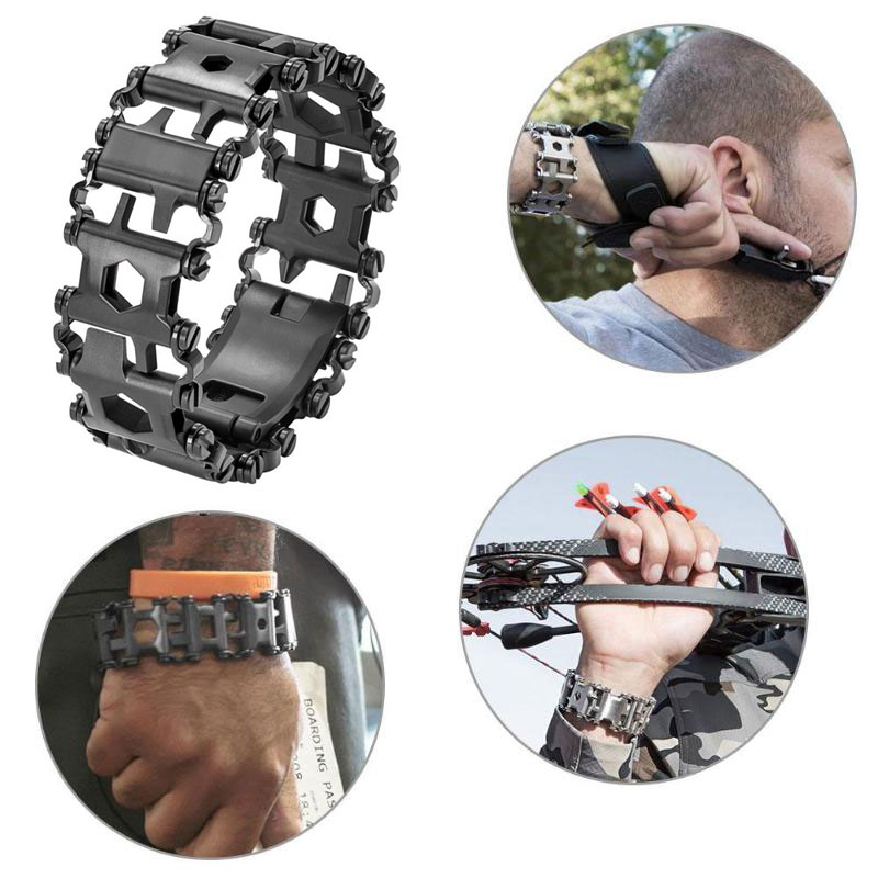 29 in 1 Multi Tool Bracelets Multifunction Repair Bracelet Stainless Steel Screwdriver Wrench Bicycle Camping Emergency Kit