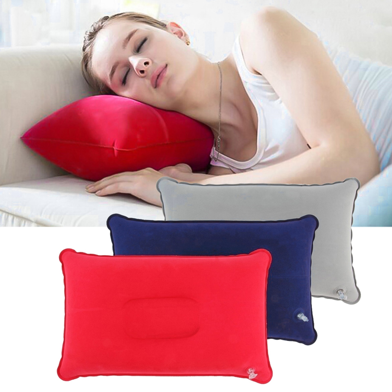 Outdoor Inflatable Travel Neck Office Cushion Head Rest Support Care Decorative Travel Pillow Air Cushion Camping Sleeping Bag