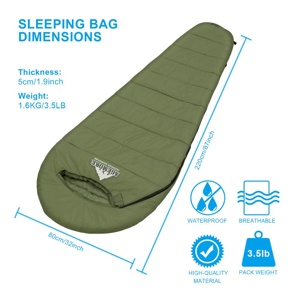 Agemore 220x80cm Mummy Winter Sleeping Bag Cotton Electrical Heated Sleeping Bag Outdoor Traveling Sleeping Bag Waterproof