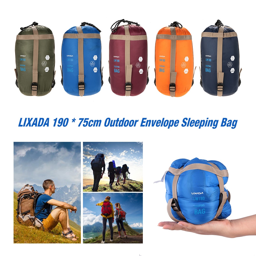 LIXADA 190*75cm Envelope Sleeping Bag Adult Camping Outdoor Mini Walking beach Sleeping Bags Ultralight Travel Bag Spring Autumn