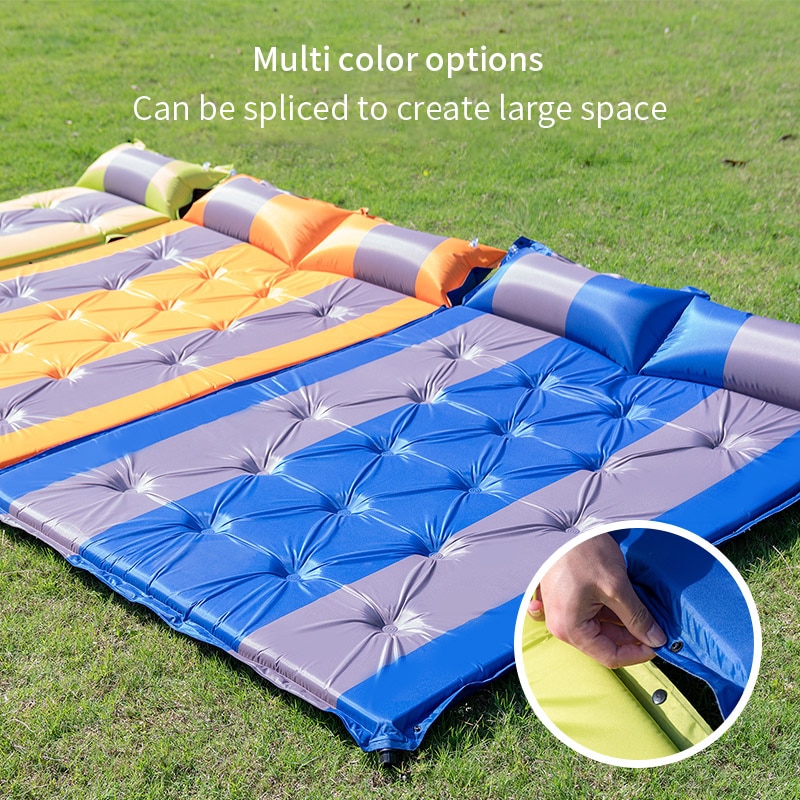 LEVORYEOU Double Self Inflating Camping Sleeping Pad Mattress With Pillows Lightweight Foam For Hiking Picnic Outdoor Mat