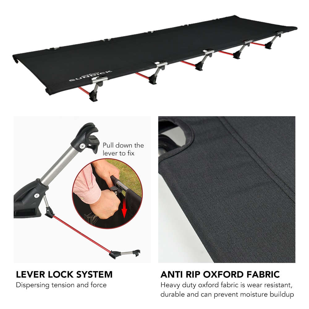 Outdoor Aluminum Camping Cot Folding Bed Camping Mat Sturdy Comfortable Portable Folding Tent Bed Cot Camping Foldable Bed 330LB