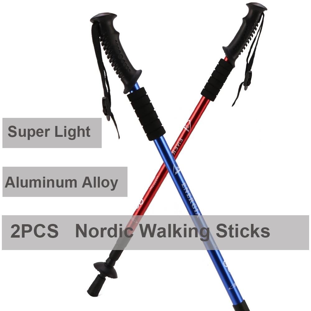 2PcsLot Nordic Walking Sticks Hiking Poles Adjustable Trekking Poles Telescopic Scandinavian Anti Shock Hiking