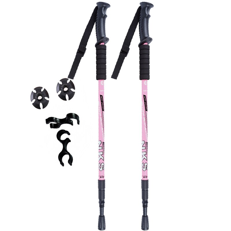 2Pcs/set Anti Shock Adjustable Aluminum Hiking Poles Ultralight Walking Canes With Rubber Tips Protectors