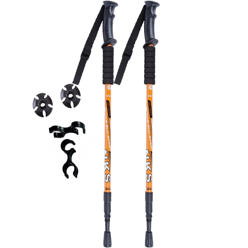2Pcs/set Anti Shock Adjustable Aluminum Hiking Poles Ultralight Walking Canes With Rubber Tips Protectors