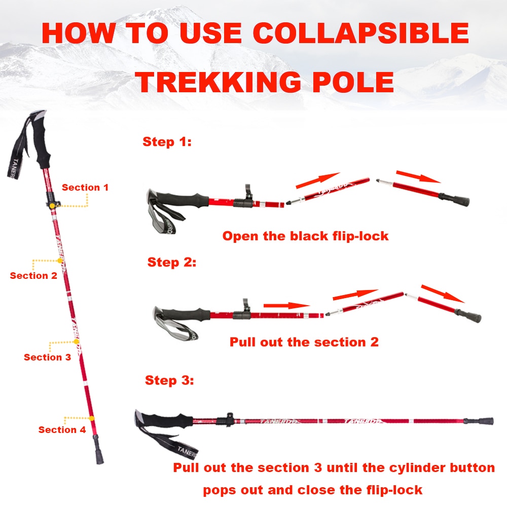 5-Section Outdoor Fold Trekking Poles Walking Stick For Nordic Walking Hiking  Antishock Walking Stick  Elderly