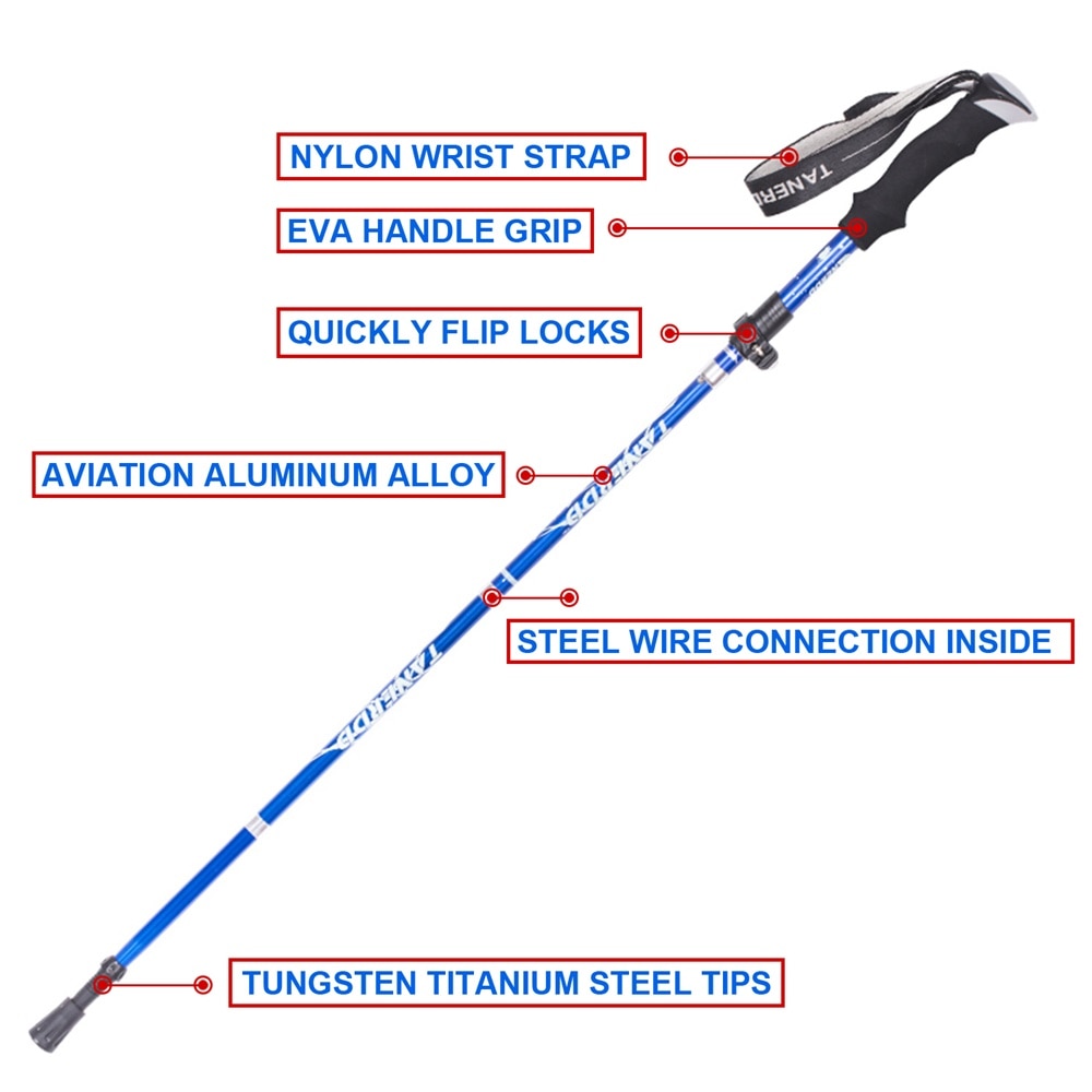 EVA Handle 4-Section Folding Walking Sticks Canes  Hiking Poles Trekking Poles Alpenstock 1PC SES0046 hiking stick crutches