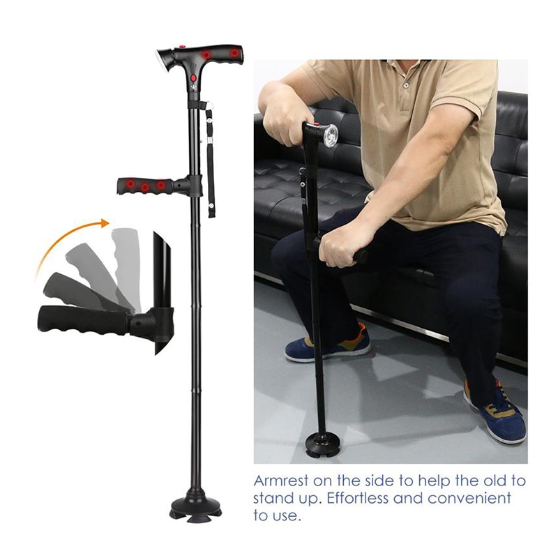 Collapsible Telescopic Cane Folding Crutch LED Lightweight Safety Walking Stick Gifts for The Elder Dropshipping