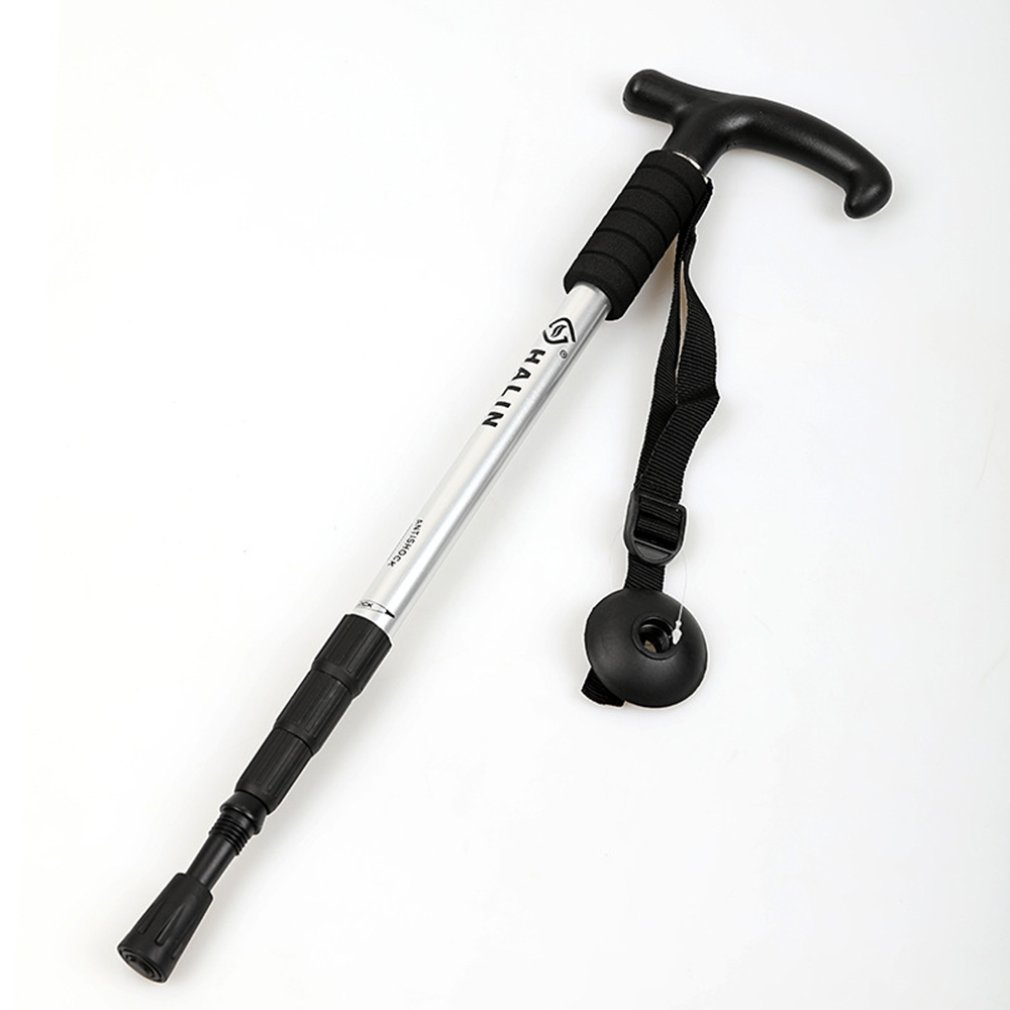 Lightweight Adjustable Trekking Poles Aluminum Alloy 4 Section Anti-Shock Hiking Canes Outdoors Telescopic Walking Sticks