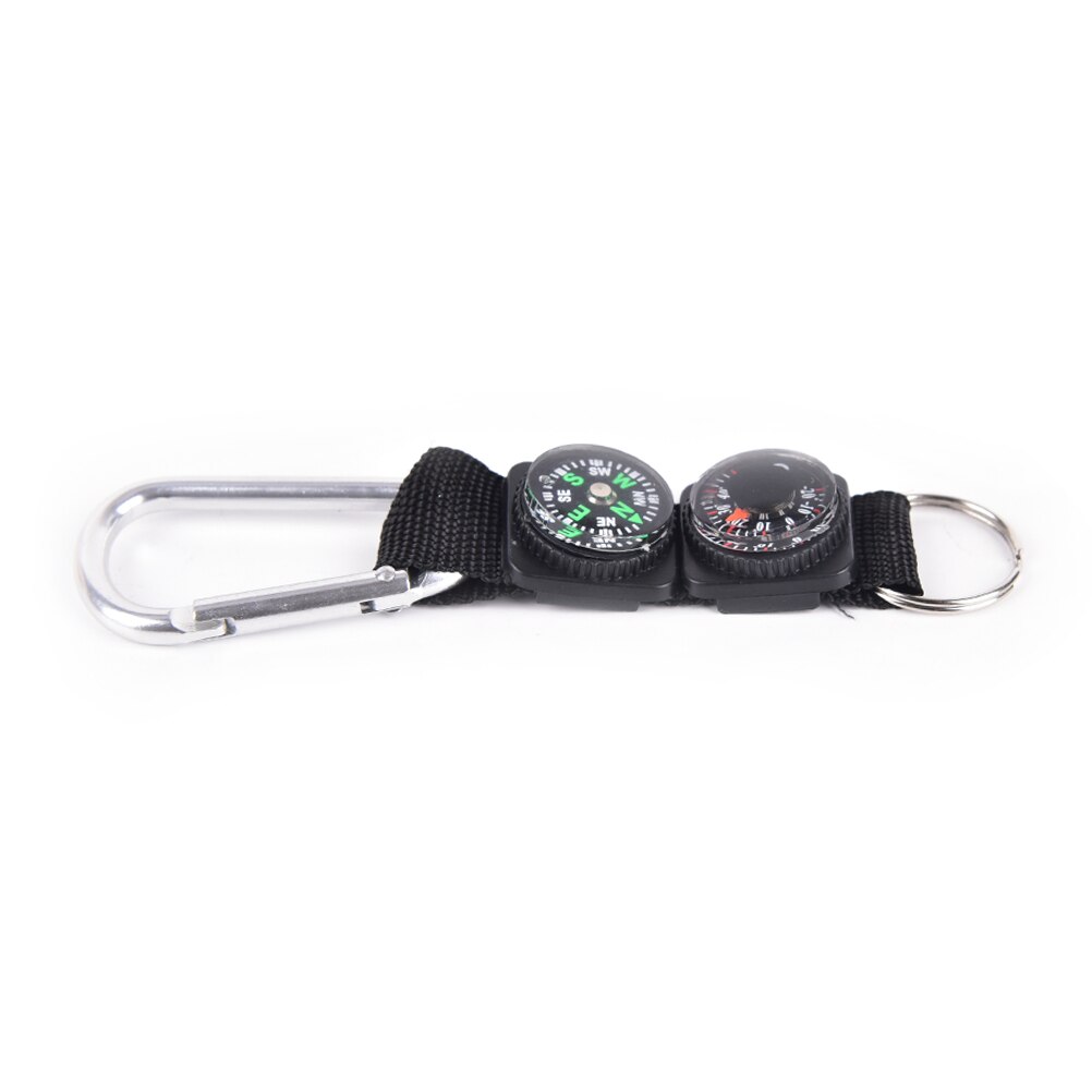 3 in 1 Black Compass Thermometer hanger Key Ring Matching Camping Climbing Hiking Mini Carabiner Key chain Multi-tool