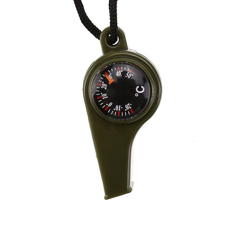 3 In 1 Whistle Compass Thermometer Multifunctional Lanyard  Outdoor Emergency Survival Tools Camping Hiking Accessory  Kit