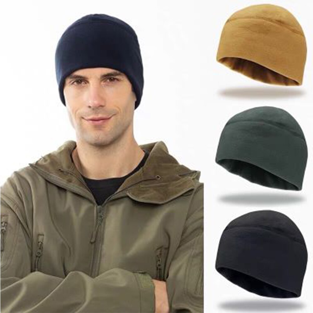 1PC Unisex Fleece Hat Windproof Fleece Cap Winter Warm Bonnet Breathable Hat Outdoor Climbing Riding Fishing Hiking Accessory