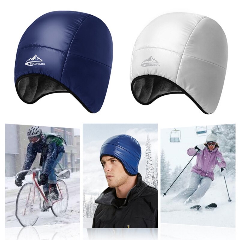 Men Women Winter Outdoor Waterproof Windproof Ear-cap Thermal Fleece Lined Down Beanie Hat For Cycling Ski Hiking Camping