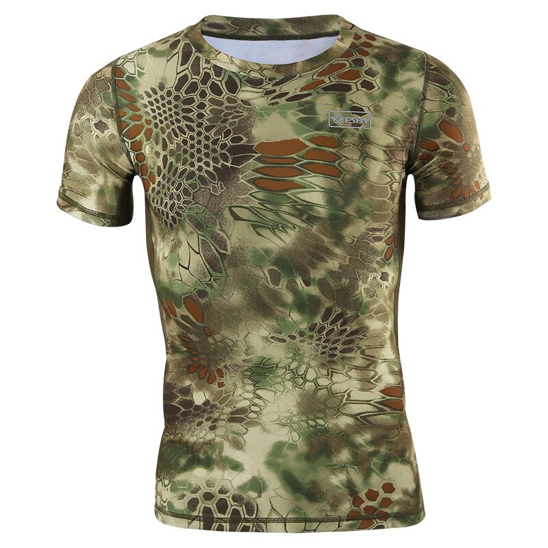 New Outdoor Hunting Camouflage T-shirt Men Breathable Army Tactical Combat Shirt Military Quick Dry Sport Camo Hunting Camp Tees