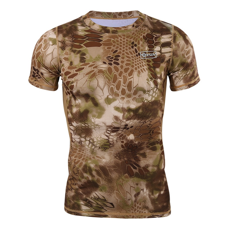 New Outdoor Hunting Camouflage T-shirt Men Breathable Army Tactical Combat Shirt Military Quick Dry Sport Camo Hunting Camp Tees