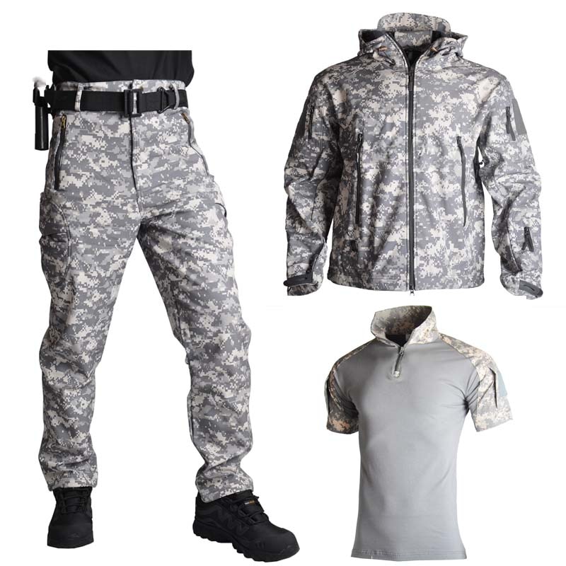 Shark Skin Soft Shell Jacket Pants Shirts Military Uniform Camouflage Tactical Suit Army Clothes Hiking Jackets Waterproof