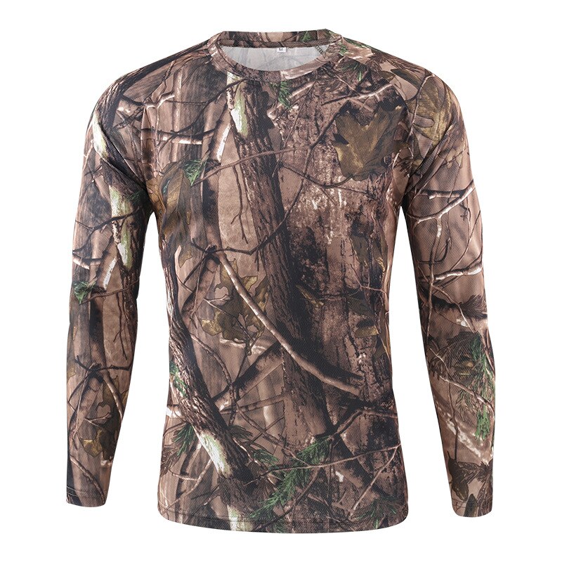 Outdoor Camouflage T-Shirt Men Spring Autumn Breathable Quick Dry Long Sleeve Tee Tactical Combat Hunting Hiking Camping T Shirt