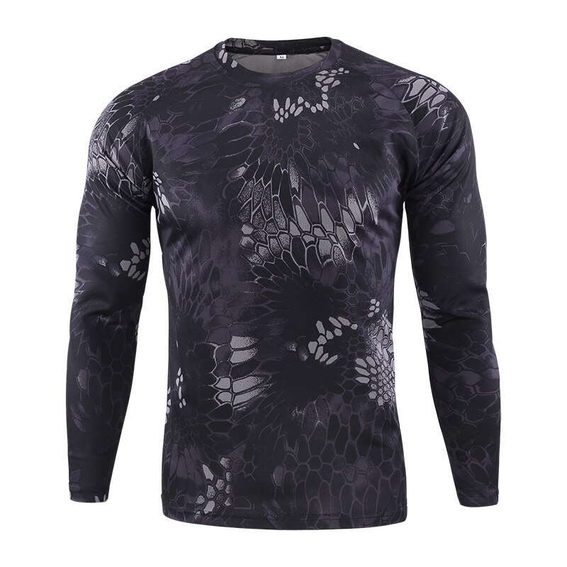 Outdoor Camouflage T-Shirt Men Spring Autumn Breathable Quick Dry Long Sleeve Tee Tactical Combat Hunting Hiking Camping T Shirt