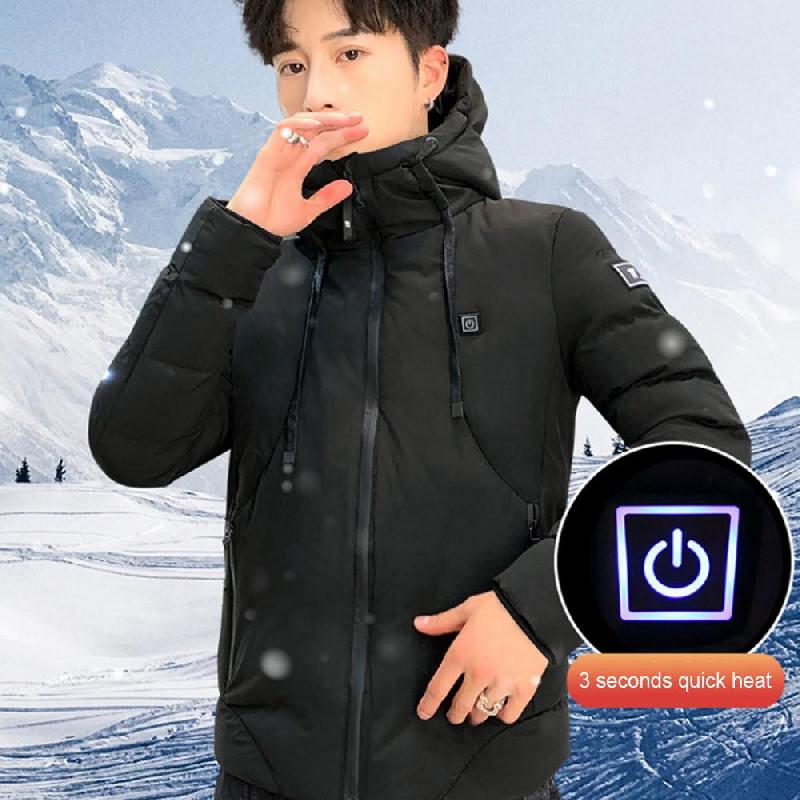 High Quality Heated Jackets Vest Down Cotton Mens Women Outdoor Coat USB Electric Heating Hooded Jackets Warm Winter ThermalCoat