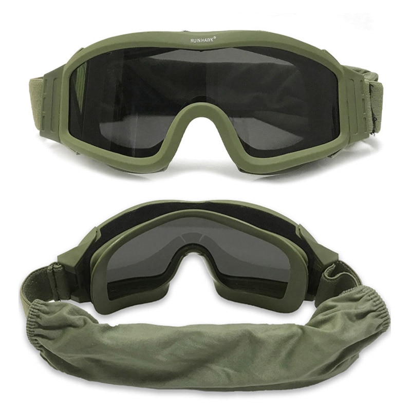 Black Tan Green Tactical Goggles Military Shooting Sunglasses 3 Lens Army Airsoft Paintball Motorcycle Windproof Wargame Glasses