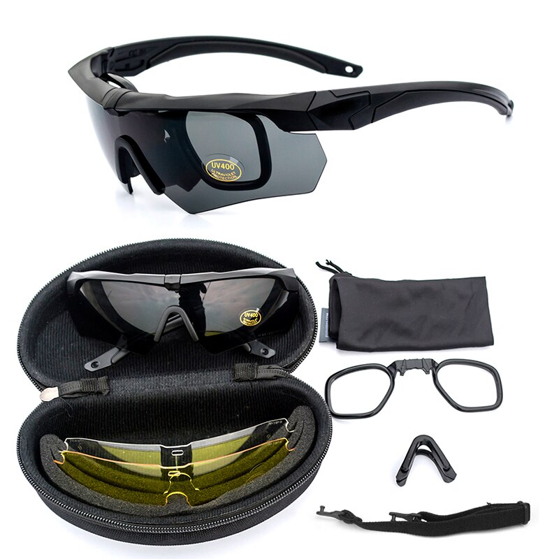 Polarized Tactical Goggles with Myopia Frame 3 Lens Military Army Shooting Glasses Eyewear CS War Game Airsoft Paintball Glass
