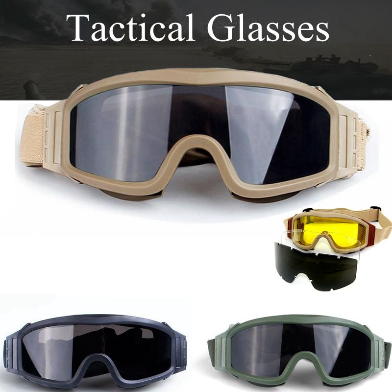 Military Army Shooting Hunting Combat Safety Googles Glasses Tactical Paintball Airsoft Googles Outdoor Sports Mens Glasses