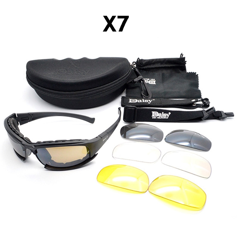 Daisy X7 Polarized Glasses Army UV Protection Sunglasses Military Goggles 4 Lens Kit War Game Tactical Men's Glasses