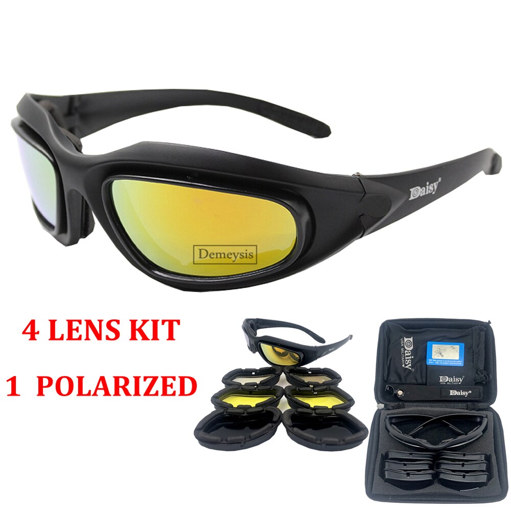 Outdoor Sports Eyewear Tactical Polarized Men Shooting Glasses Airsoft Glasses for Camping Hiking Cycling Glasses 4 Lens