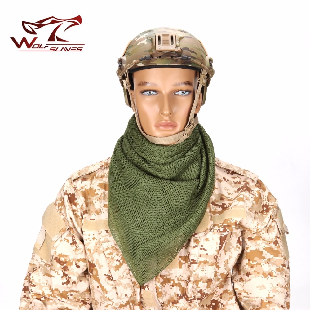 190*90cm Scarf Cotton Military Camouflage Tactical Mesh Scarf Sniper Face Scarf Veil Camping Hunting Multi Purpose Hiking Scarve