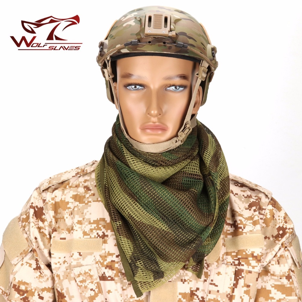 190*90cm Scarf Cotton Military Camouflage Tactical Mesh Scarf Sniper Face Scarf Veil Camping Hunting Multi Purpose Hiking Scarve