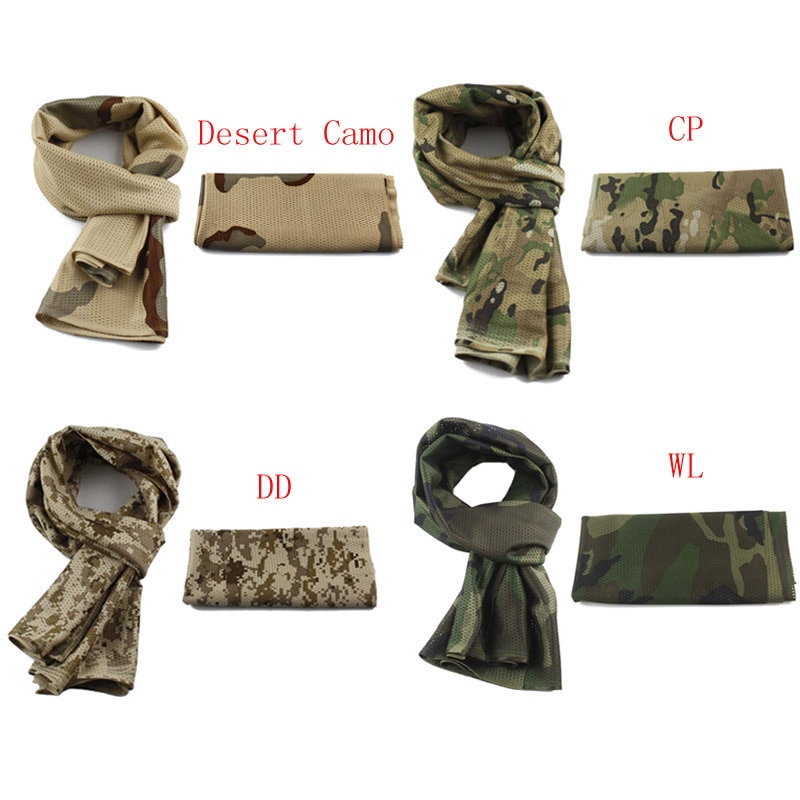 Tactical Military camouflage Scarf Multifunctional Army Mesh Breathable Scarf Wrap Mask Shemagh Veil For Airsoft hunting Hiking