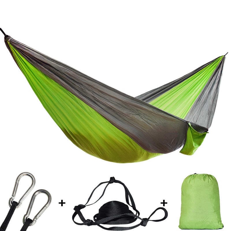 Nylon Double Person Hammock Adult Camping Outdoor Backpacking Travel Survival Garden Swing Hunting Sleeping Bed Portable Hammock