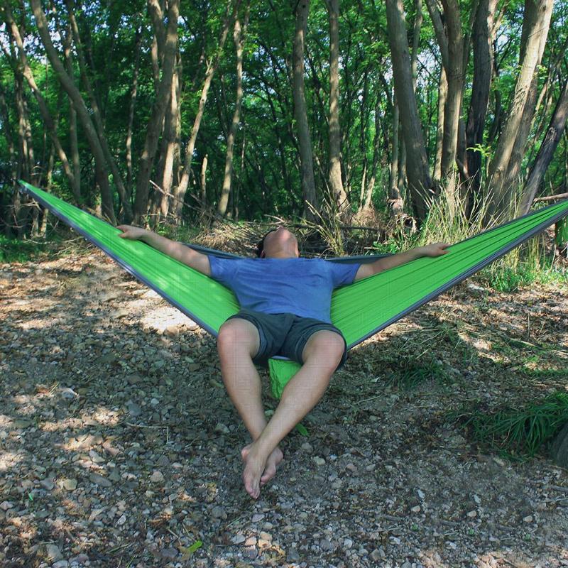 Nylon Double Person Hammock Adult Camping Outdoor Backpacking Travel Survival Garden Swing Hunting Sleeping Bed Portable Hammock