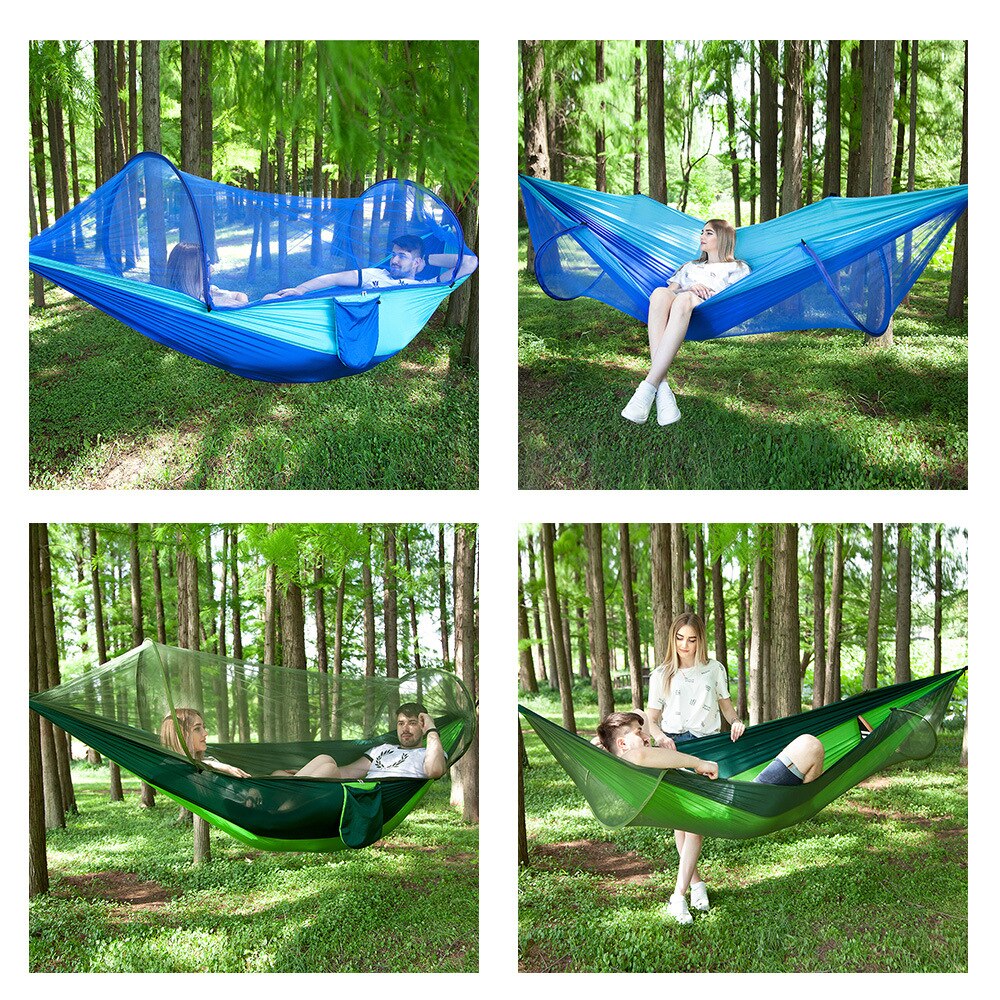 hammock with Anti-mosquito Outdoor double nylon parachute cloth camping mosquito net Quick open hammock control hammock camp