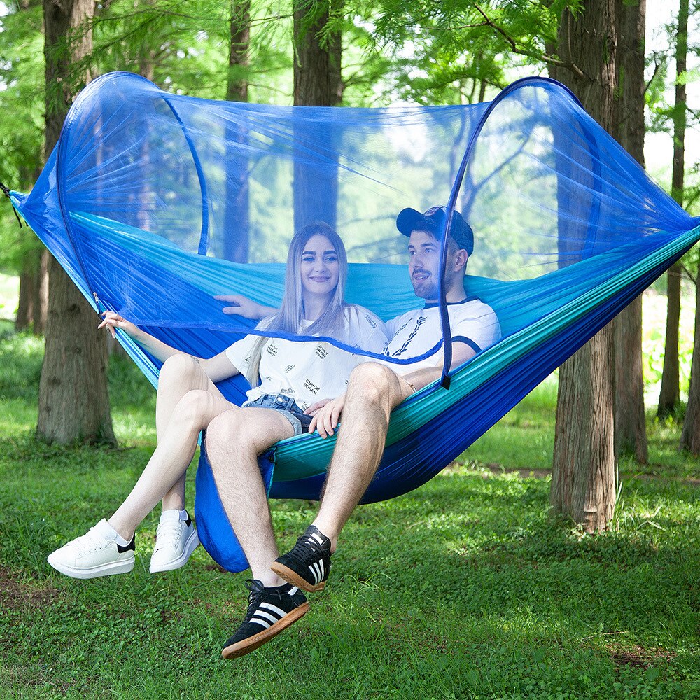 hammock with Anti-mosquito Outdoor double nylon parachute cloth camping mosquito net Quick open hammock control hammock camp