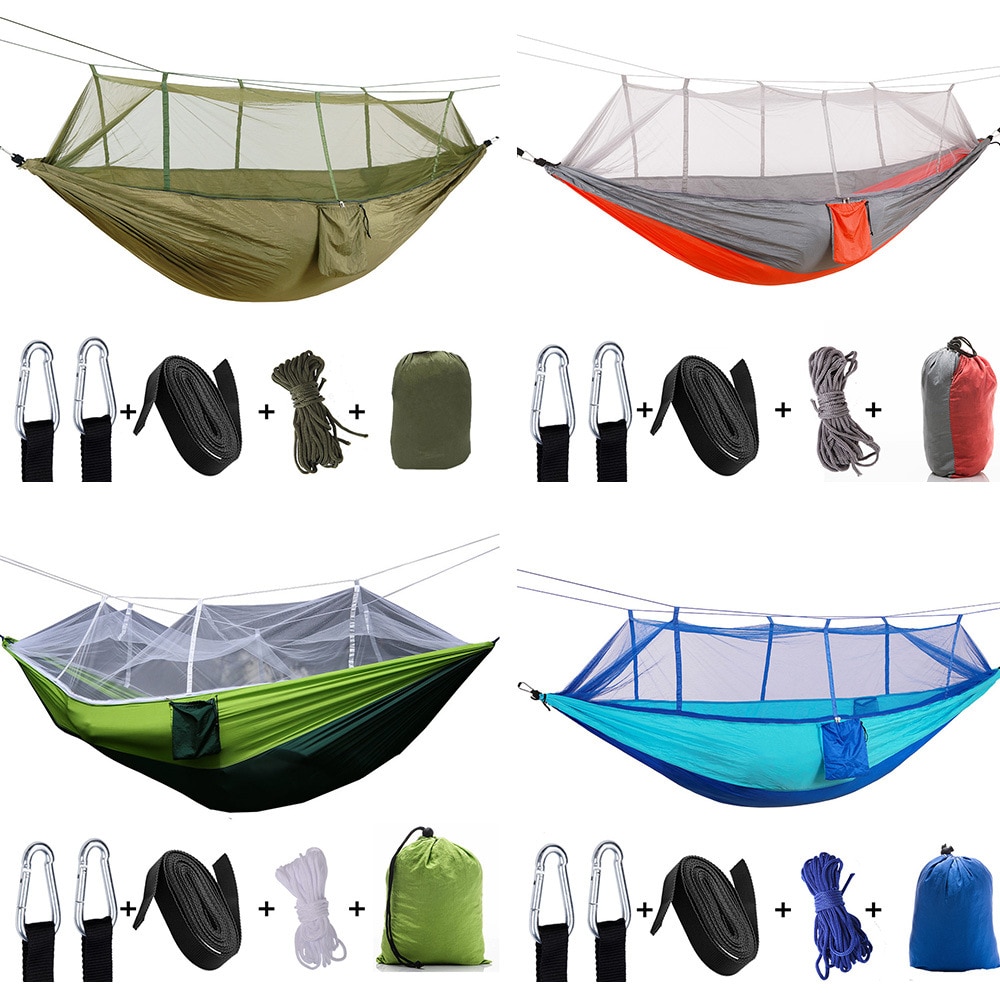 2 Person Outdoor Mosquito Net Parachute Hammock Camping Hanging Sleeping Camping Tents Indoor Outdoor Swing Camping Hammock