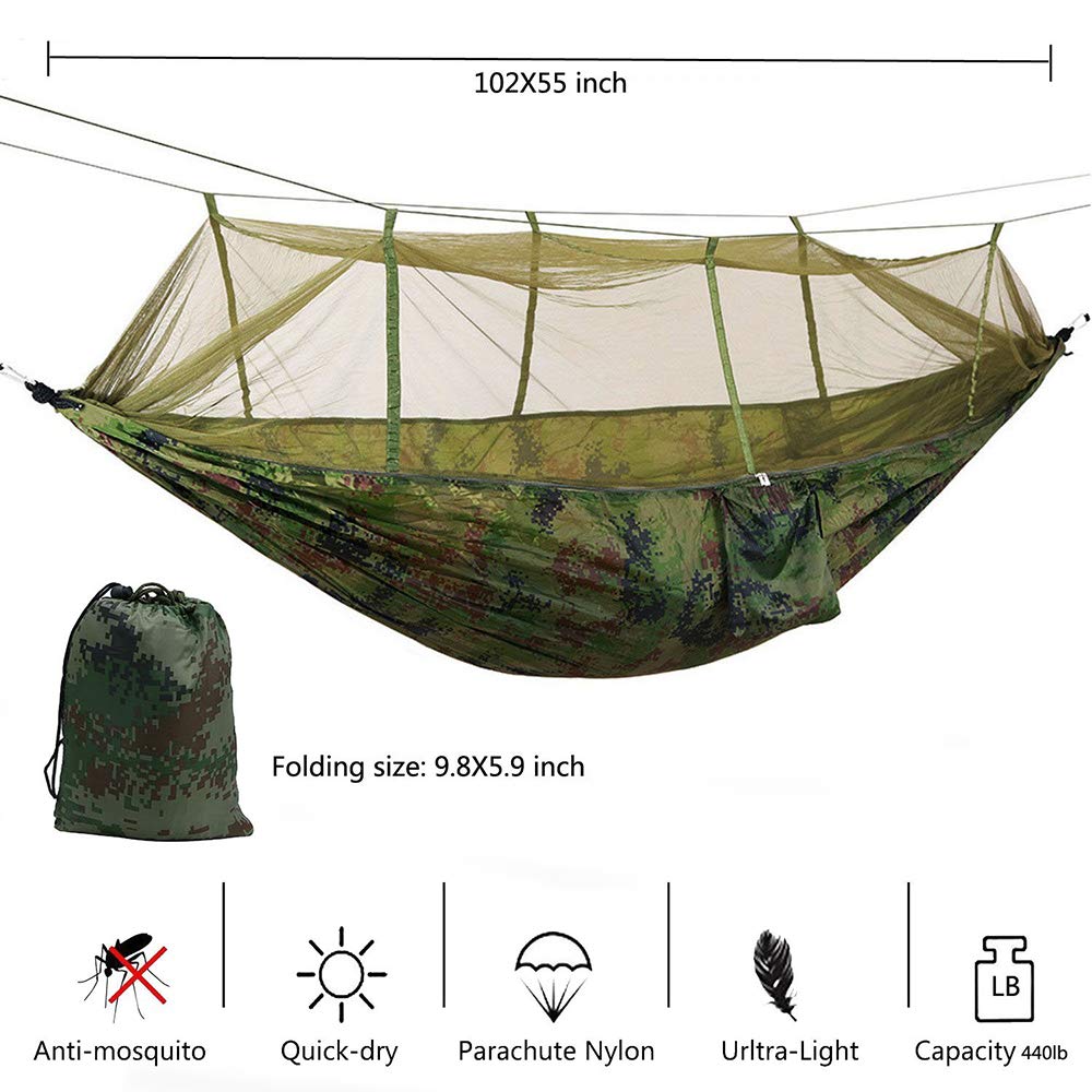 Portable Camping Hammock with Mosquito Net Or  Waterproof Rain Fly Tent Tarp Double Outdoor Lightweight Nylon Hammock