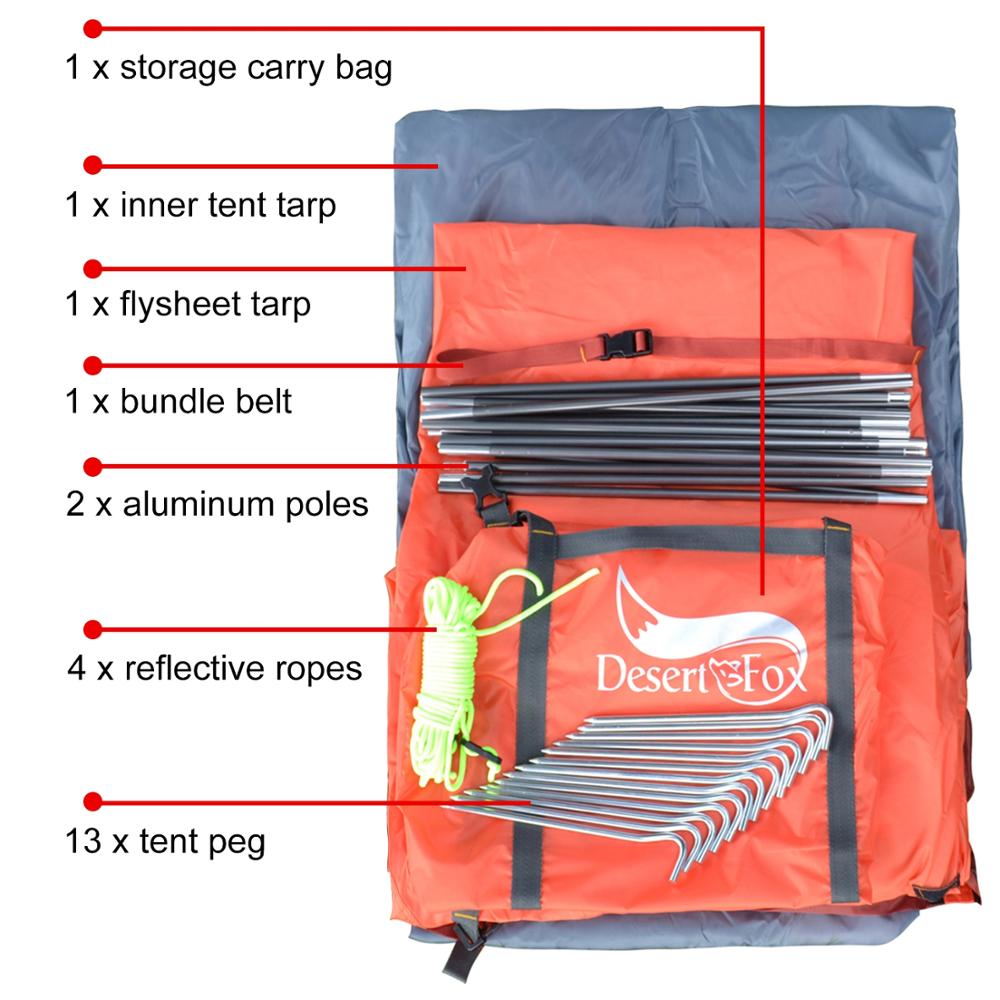 Desert&Fox Backpacking Camping Tent, Lightweight 1-3 Person Tent Double Layer Waterproof Portable Aluminum Poles Travel Tents