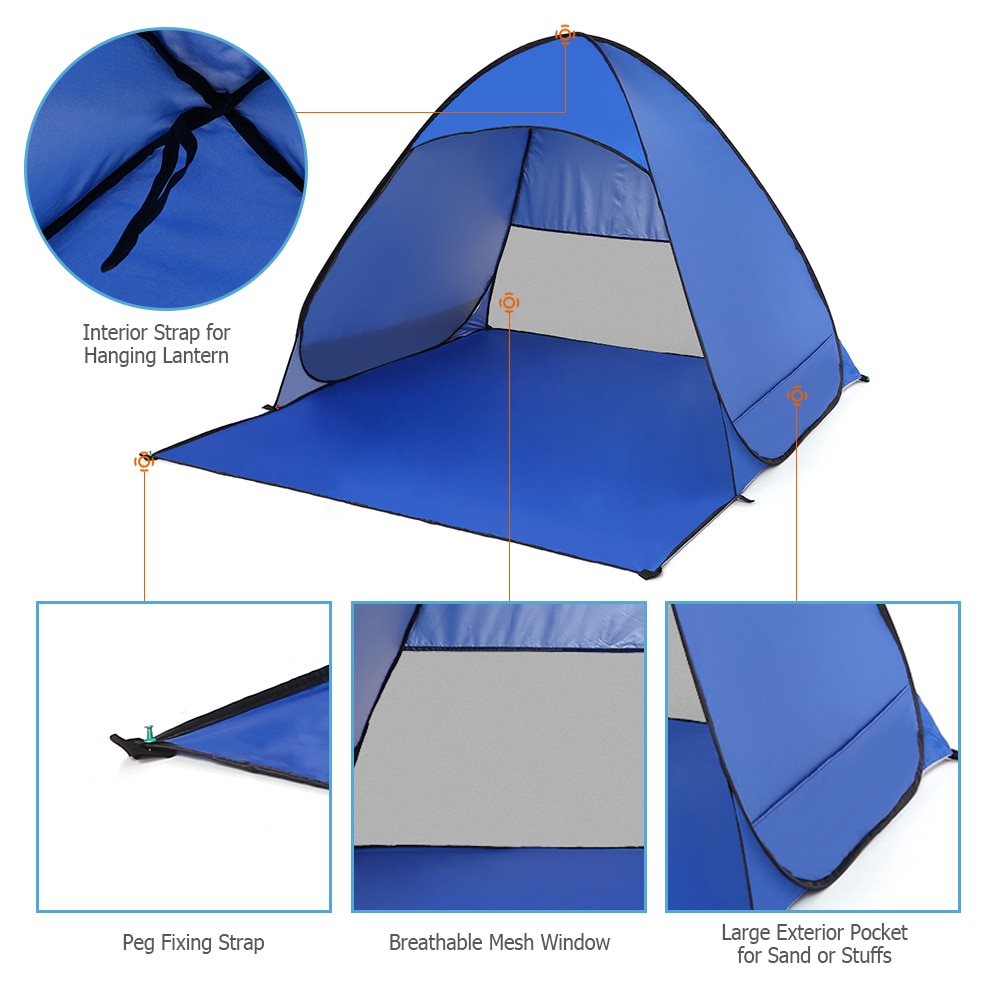 Automatic Instant Pop Up Beach Tent Lightweight Outdoor UV Protection Camping Fishing Tent Cabana Sun Shelter